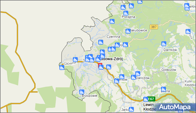 mapa Kudowa-Zdrój, Kudowa-Zdrój na mapie Targeo
