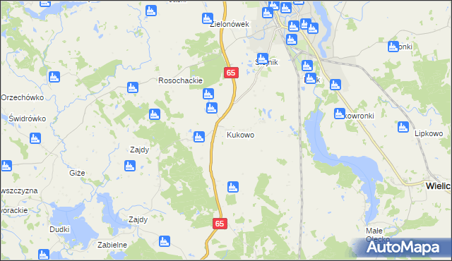 mapa Kukowo gmina Olecko, Kukowo gmina Olecko na mapie Targeo