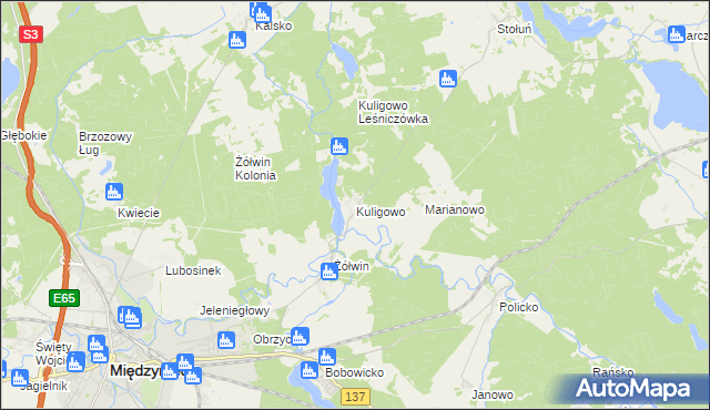 mapa Kuligowo, Kuligowo na mapie Targeo