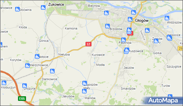 mapa Kurowice gmina Jerzmanowa, Kurowice gmina Jerzmanowa na mapie Targeo