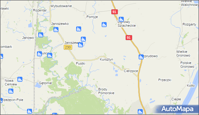 mapa Kursztyn, Kursztyn na mapie Targeo