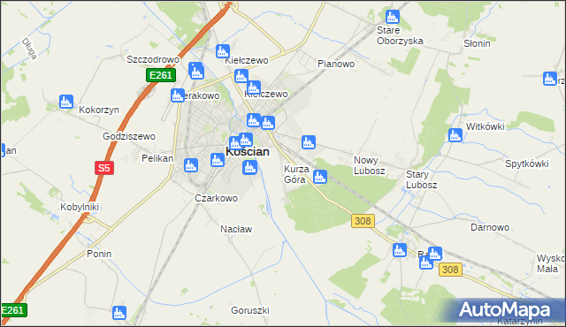 mapa Kurza Góra, Kurza Góra na mapie Targeo