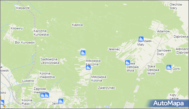 mapa Kurzacze gmina Kunów, Kurzacze gmina Kunów na mapie Targeo