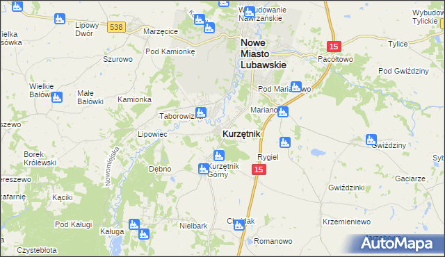 mapa Kurzętnik, Kurzętnik na mapie Targeo