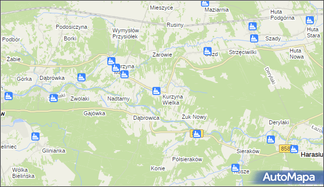 mapa Kurzyna Wielka, Kurzyna Wielka na mapie Targeo