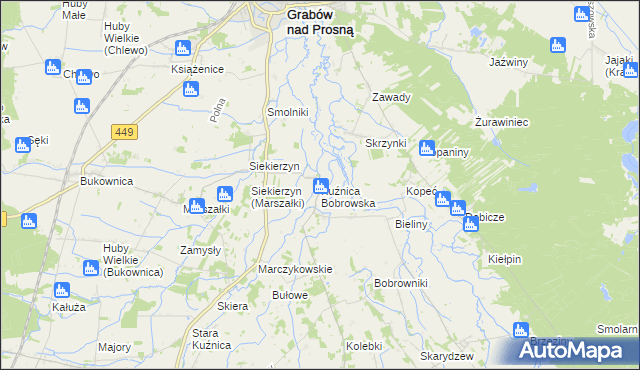 mapa Kuźnica Bobrowska, Kuźnica Bobrowska na mapie Targeo