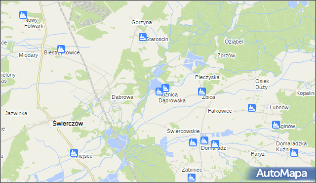 mapa Kuźnica Dąbrowska, Kuźnica Dąbrowska na mapie Targeo