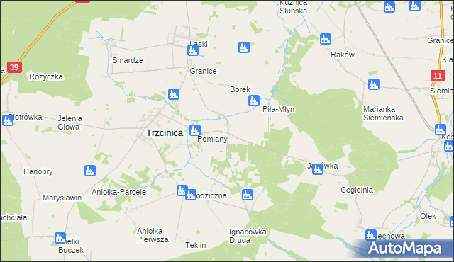 mapa Kuźnica Trzcińska, Kuźnica Trzcińska na mapie Targeo