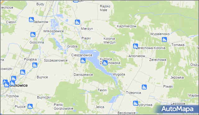 mapa Kuźnica Żerechowska, Kuźnica Żerechowska na mapie Targeo