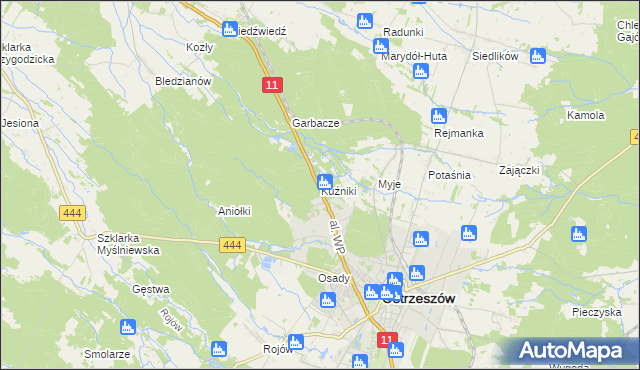mapa Kuźniki gmina Ostrzeszów, Kuźniki gmina Ostrzeszów na mapie Targeo