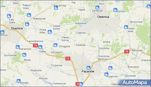 mapa Kwasów, Kwasów na mapie Targeo