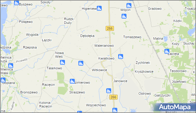 mapa Kwiatkowo gmina Wierzbinek, Kwiatkowo gmina Wierzbinek na mapie Targeo