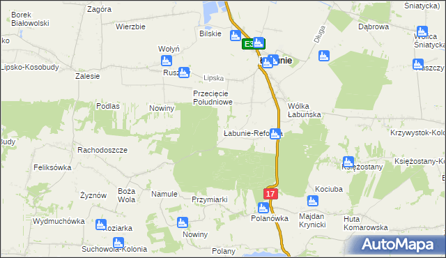 mapa Łabunie-Reforma, Łabunie-Reforma na mapie Targeo