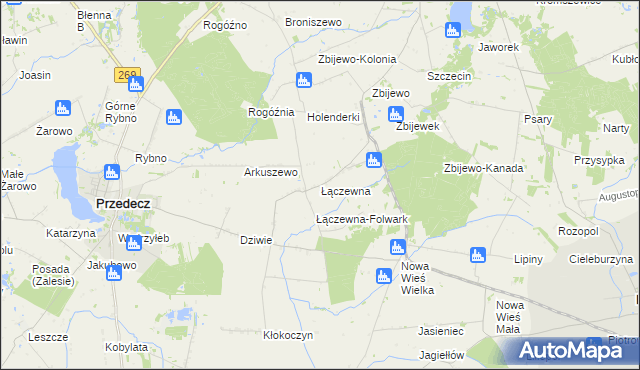 mapa Łączewna gmina Przedecz, Łączewna gmina Przedecz na mapie Targeo