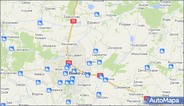 mapa Łagiewniki gmina Busko-Zdrój, Łagiewniki gmina Busko-Zdrój na mapie Targeo