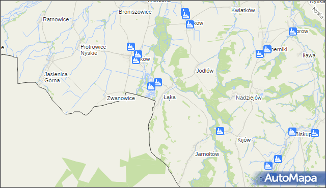 mapa Łąka gmina Otmuchów, Łąka gmina Otmuchów na mapie Targeo