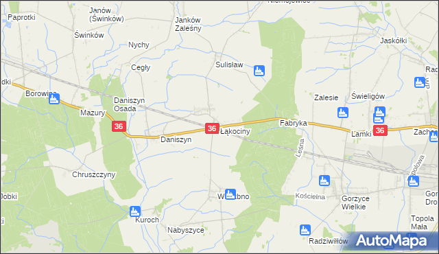 mapa Łąkociny, Łąkociny na mapie Targeo