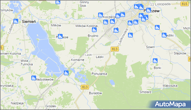 mapa Laski gmina Parczew, Laski gmina Parczew na mapie Targeo