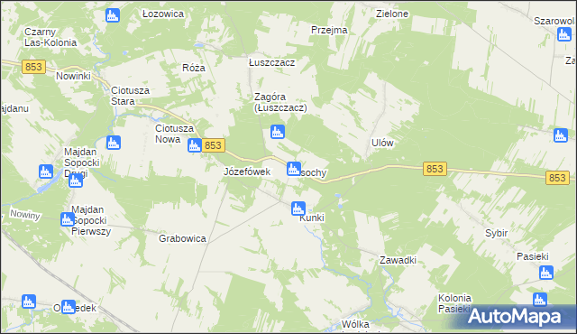 mapa Łasochy, Łasochy na mapie Targeo