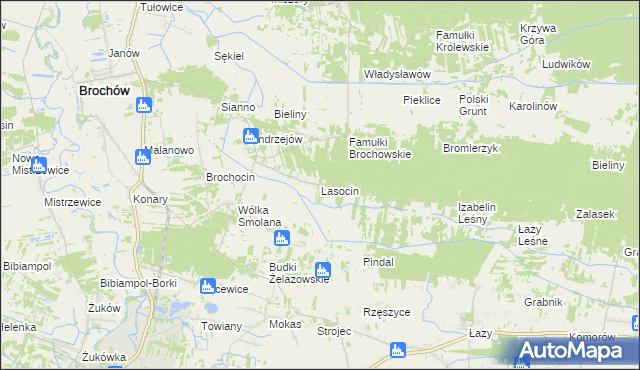 mapa Lasocin gmina Brochów, Lasocin gmina Brochów na mapie Targeo