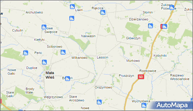 mapa Lasocin gmina Mała Wieś, Lasocin gmina Mała Wieś na mapie Targeo