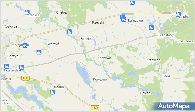 mapa Łaszewo gmina Choszczno, Łaszewo gmina Choszczno na mapie Targeo