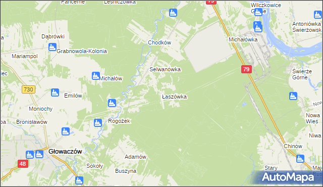 mapa Łaszówka, Łaszówka na mapie Targeo