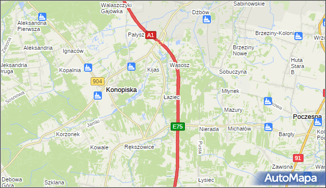 mapa Łaziec, Łaziec na mapie Targeo