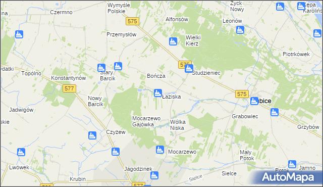 mapa Łaziska gmina Słubice, Łaziska gmina Słubice na mapie Targeo