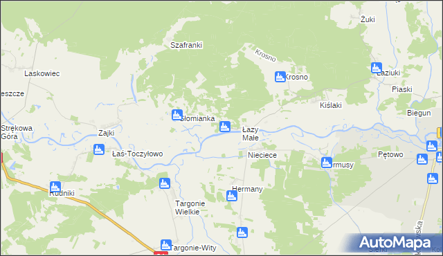 mapa Łazy Duże gmina Tykocin, Łazy Duże gmina Tykocin na mapie Targeo