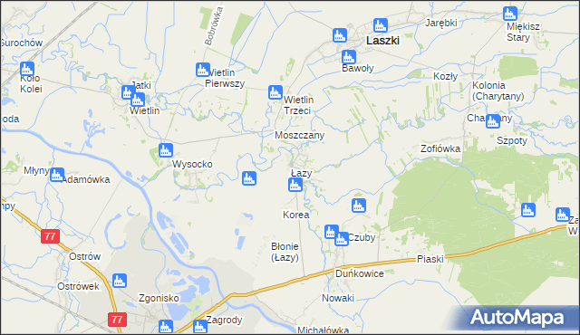 mapa Łazy gmina Radymno, Łazy gmina Radymno na mapie Targeo