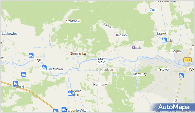 mapa Łazy Małe, Łazy Małe na mapie Targeo