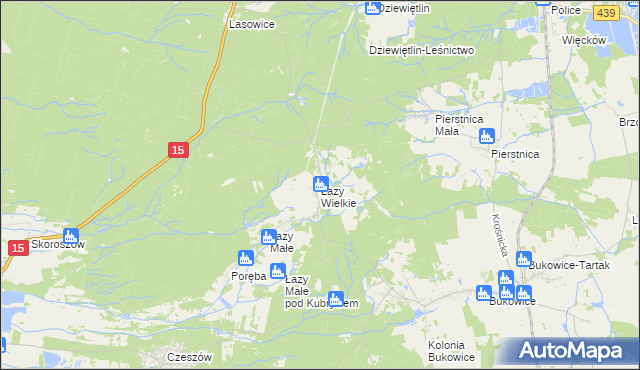 mapa Łazy Wielkie, Łazy Wielkie na mapie Targeo