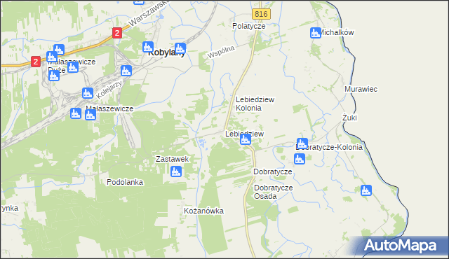 mapa Lebiedziew, Lebiedziew na mapie Targeo