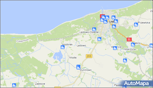 mapa Lędowo gmina Ustka, Lędowo gmina Ustka na mapie Targeo