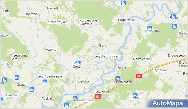 mapa Łęg Starościński, Łęg Starościński na mapie Targeo