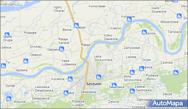 mapa Łęka Szczucińska, Łęka Szczucińska na mapie Targeo