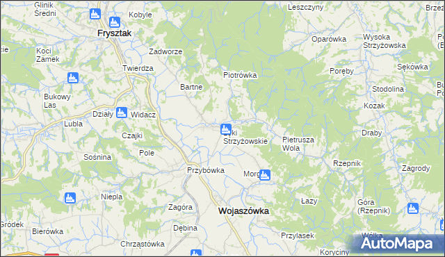 mapa Łęki Strzyżowskie, Łęki Strzyżowskie na mapie Targeo