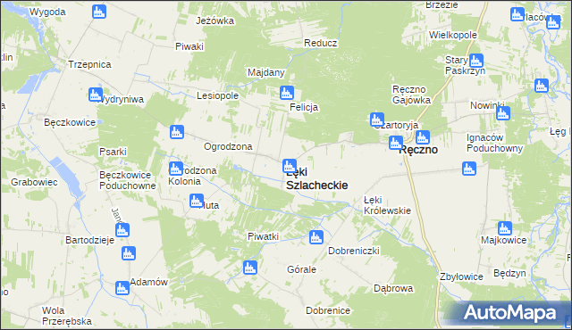 mapa Łęki Szlacheckie, Łęki Szlacheckie na mapie Targeo