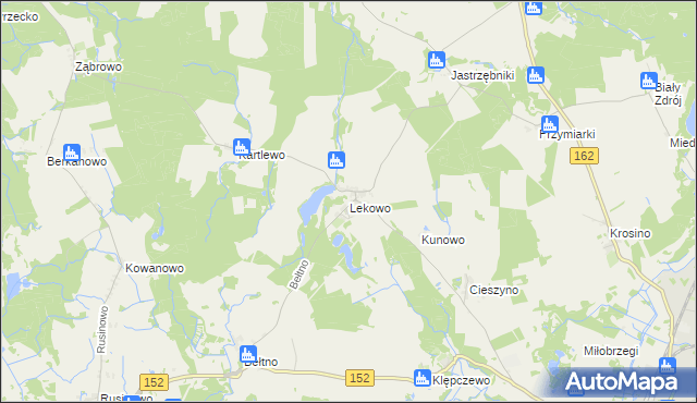 mapa Lekowo gmina Świdwin, Lekowo gmina Świdwin na mapie Targeo