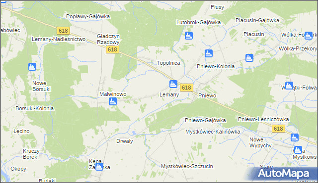 mapa Lemany gmina Zatory, Lemany gmina Zatory na mapie Targeo