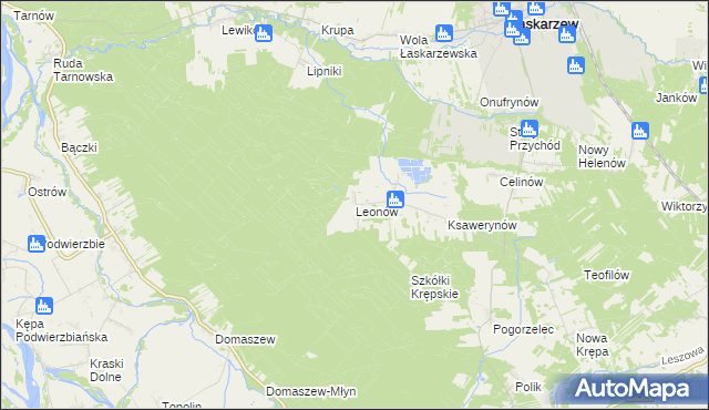 mapa Leonów gmina Maciejowice, Leonów gmina Maciejowice na mapie Targeo