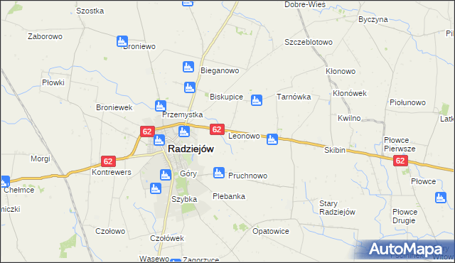 mapa Leonowo gmina Radziejów, Leonowo gmina Radziejów na mapie Targeo
