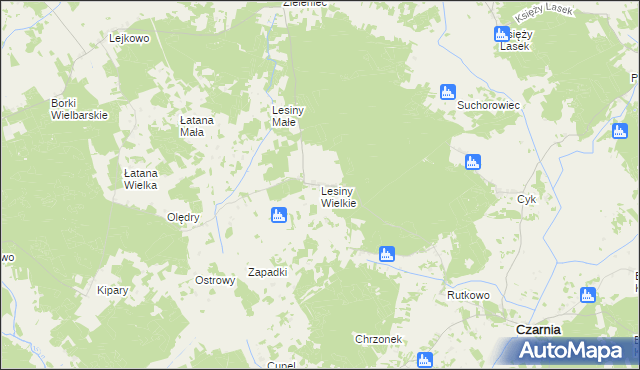 mapa Lesiny Wielkie, Lesiny Wielkie na mapie Targeo