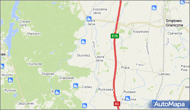 mapa Leśna Jania, Leśna Jania na mapie Targeo