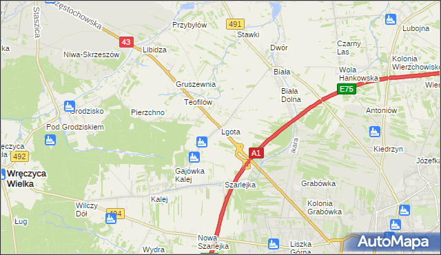 mapa Lgota gmina Kłobuck, Lgota gmina Kłobuck na mapie Targeo