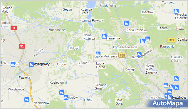 mapa Lgota-Mokrzesz, Lgota-Mokrzesz na mapie Targeo