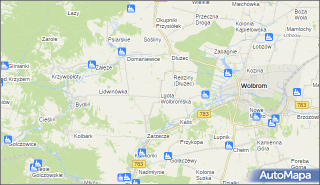 mapa Lgota Wolbromska, Lgota Wolbromska na mapie Targeo