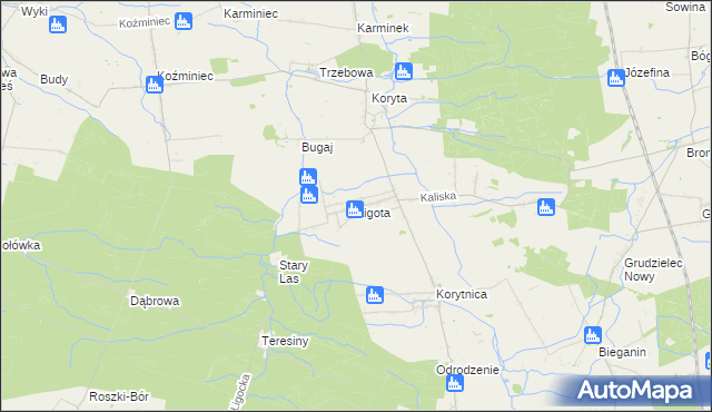 mapa Ligota gmina Raszków, Ligota gmina Raszków na mapie Targeo