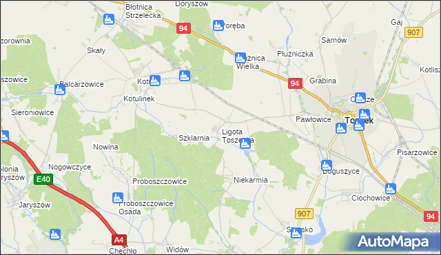 mapa Ligota Toszecka, Ligota Toszecka na mapie Targeo
